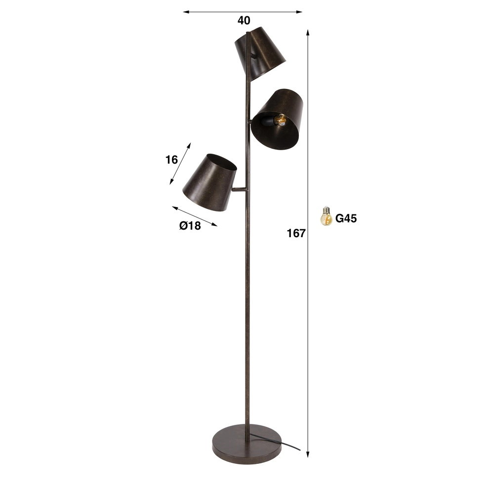 Lampe sur pied rustique Kinetic 167 cm - brun urbain Lyora 8716803513198