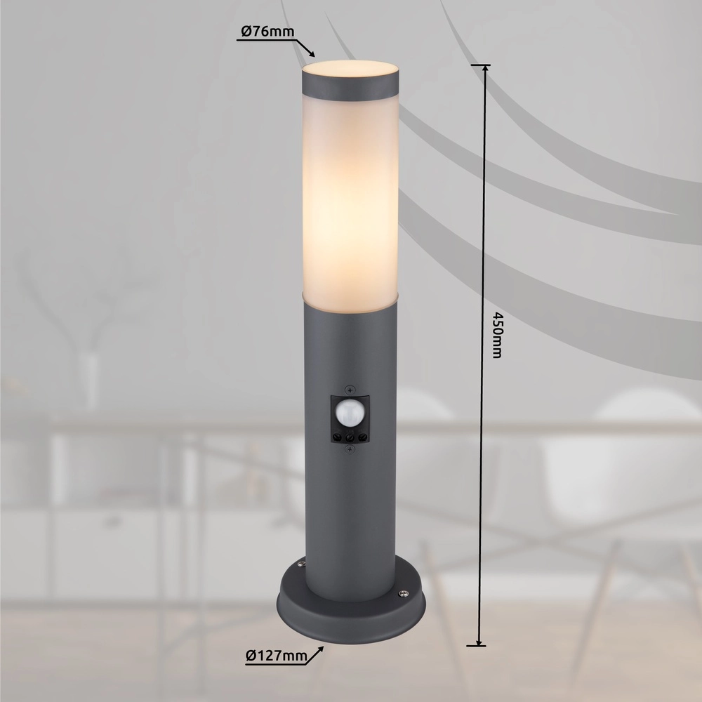 Lampe de jardin Boston anthracite avec blanc et capteur Globo 9007371407576