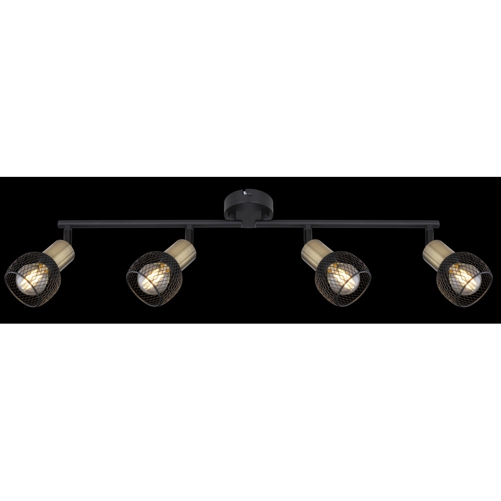 Lampe de plafond Fiastra 4 lumières noires avec maillage Globo 9007371418121