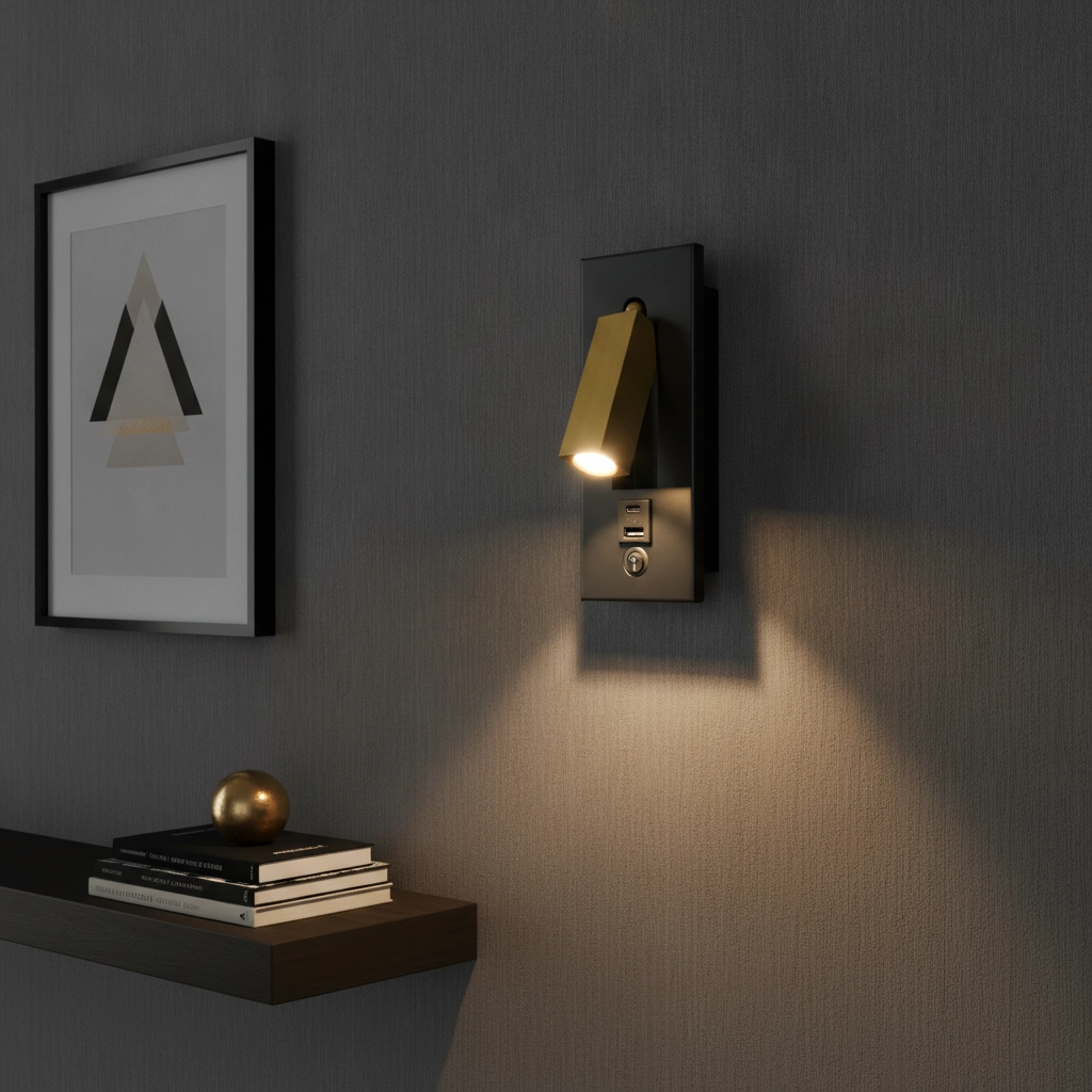 Lampe de chevet Adam noir et or avec connexion USB A et C