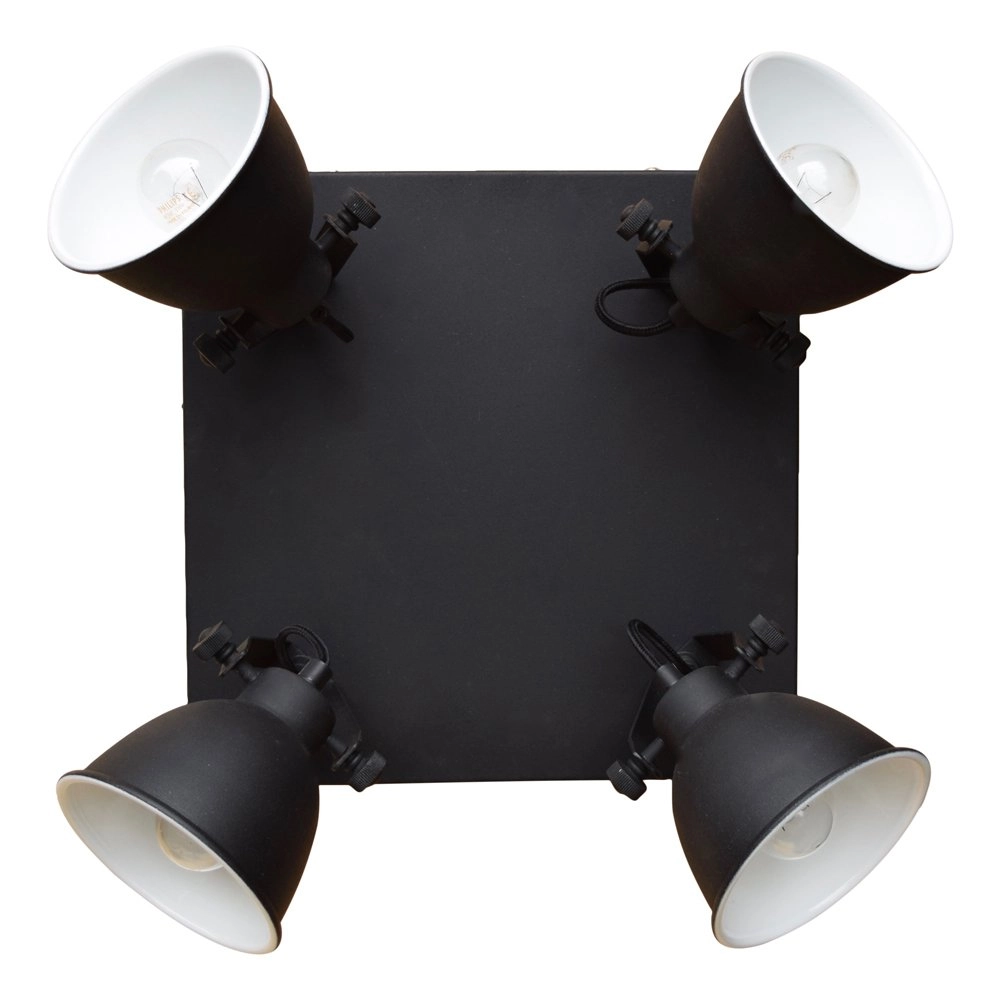Spot de plafond Industrial 4 lumières vintage noir