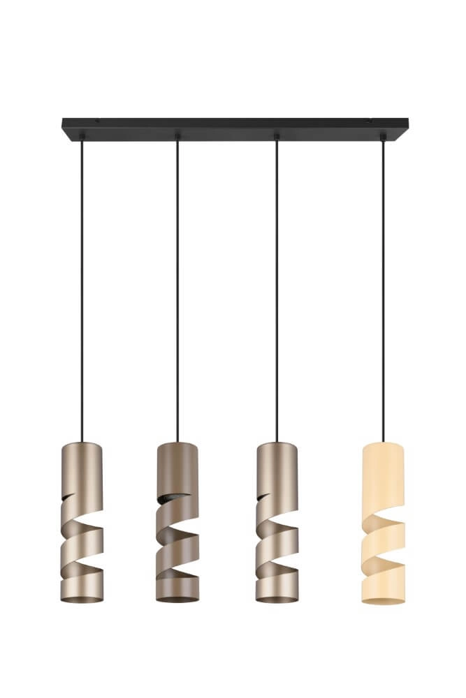 Lampe suspendue tube 4 lumières Stream nuances brunes Trio 4017807614008