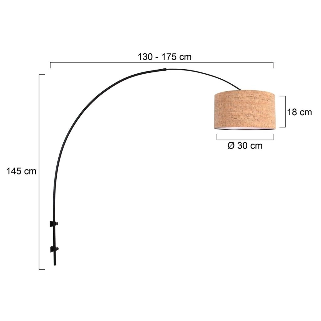 Arche de lampe murale noire Sparkled Light avec un chapeau en liège Ø40cm Steinhauer 8712746180466