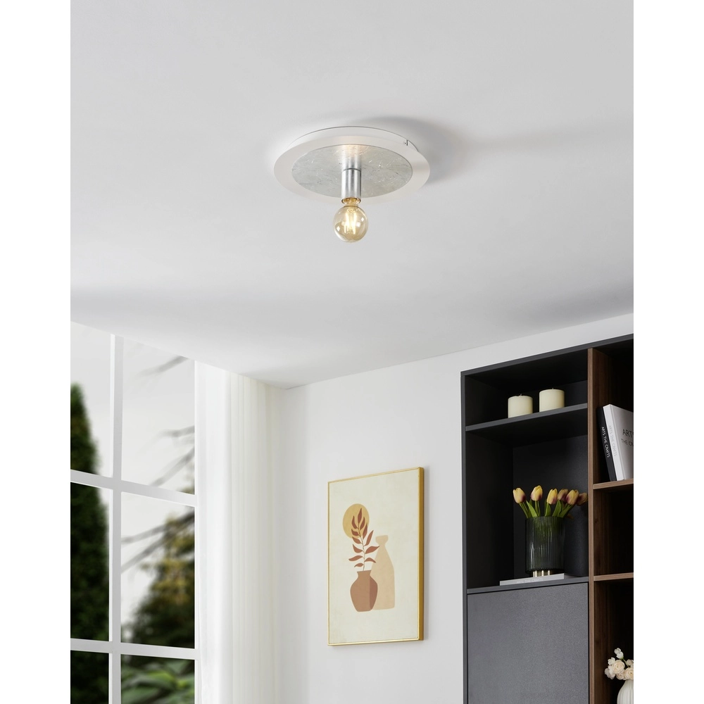 Lampe de plafond unique Passano Single blanc et argent Eglo 9002759974947