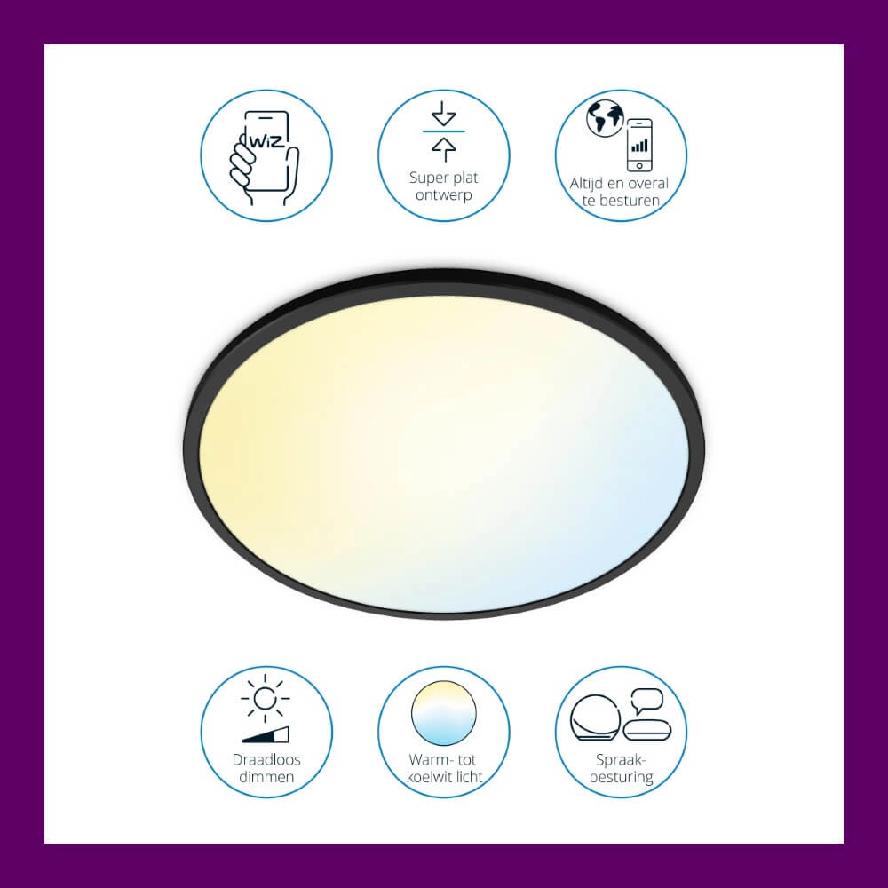 Plafonnier intelligent SuperSlim Ø 55 cm - noir WiZ 8720169071018