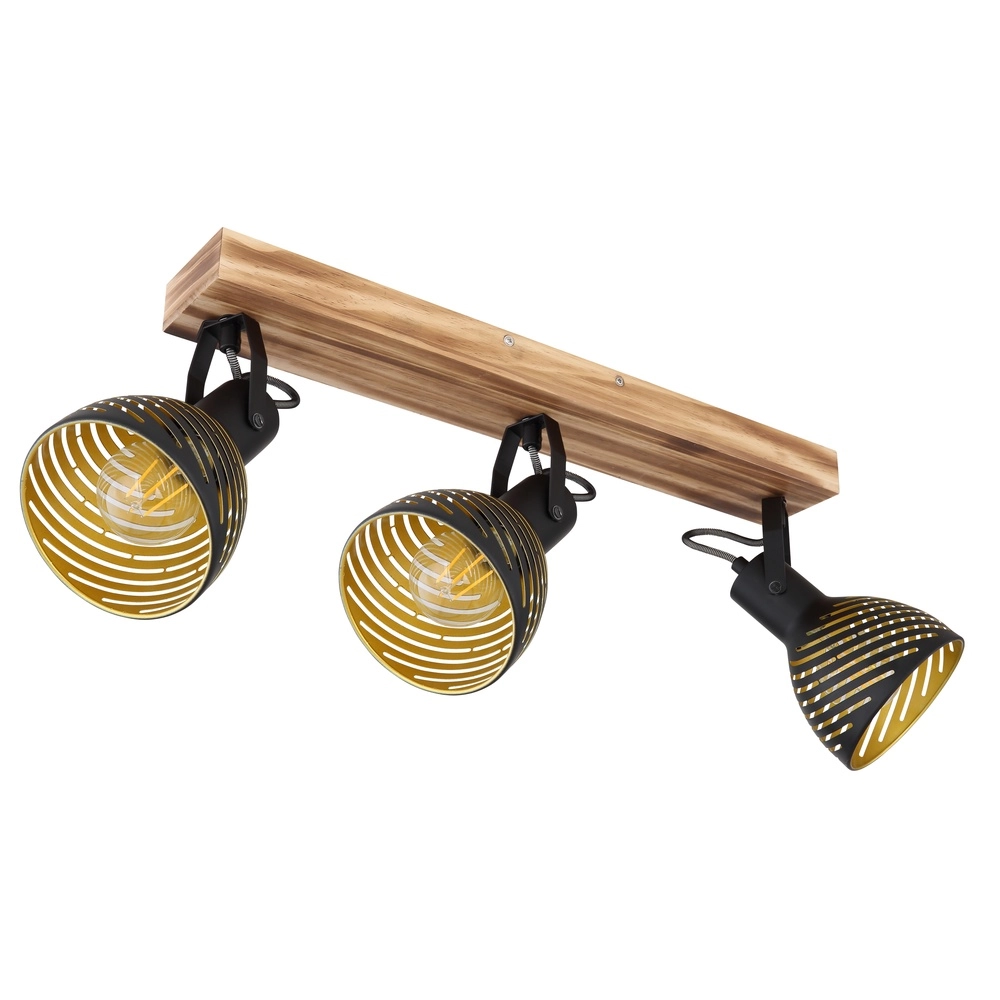 Lampe de plafond Lenna Bois 3 clairs avec noir Globo 9007371425686