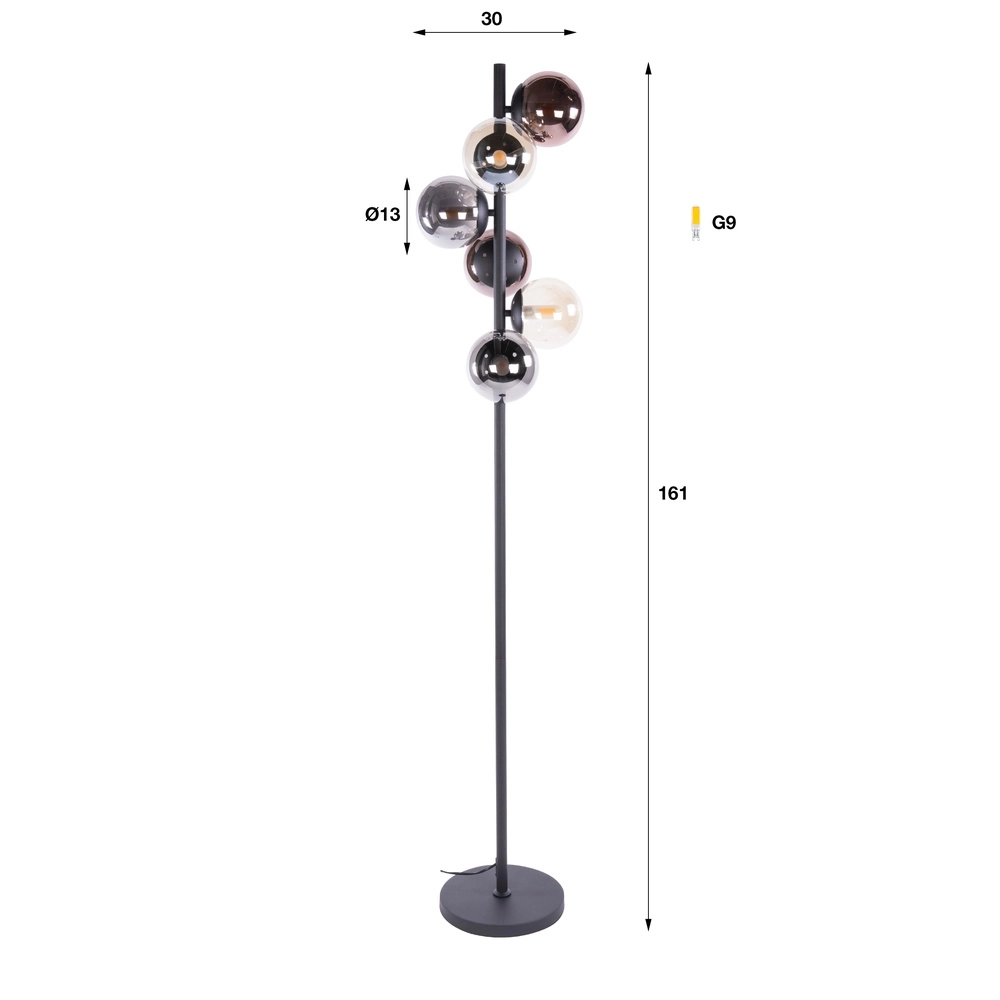 Conception de lampadaires Orb Noirs à 6 feux Lyora 8716803514959