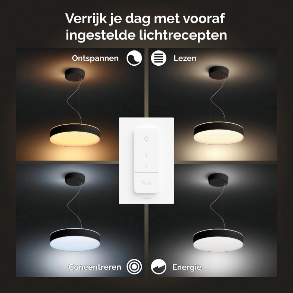 Lampe suspendue Hue Enrave - White Ambiance Ø 42,5 cm noir Philips 8718696176580