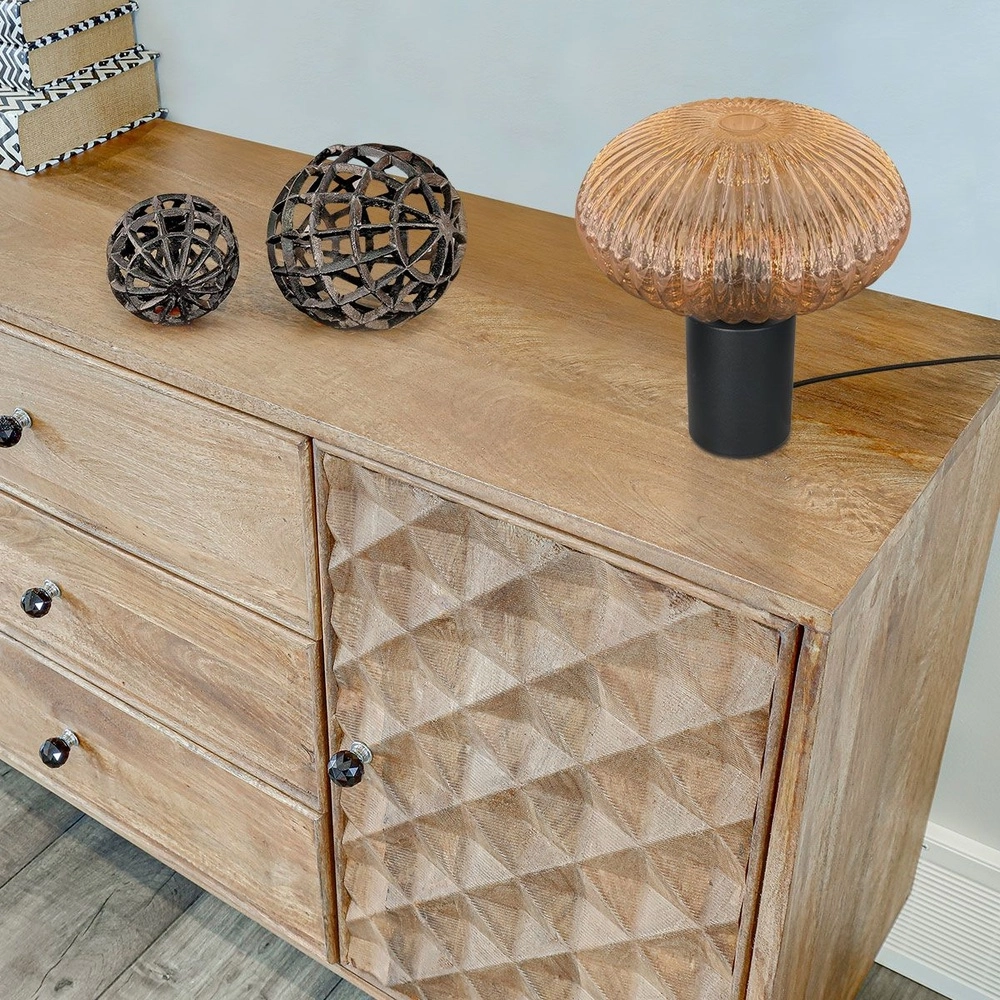 Lampe de table Bloeba noir avec verre ambré Steinhauer 8712746179163