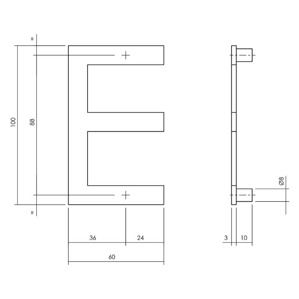 Lettre de la maison E Numbra 10cm en acier inoxydable Intersteel 8714186082393
