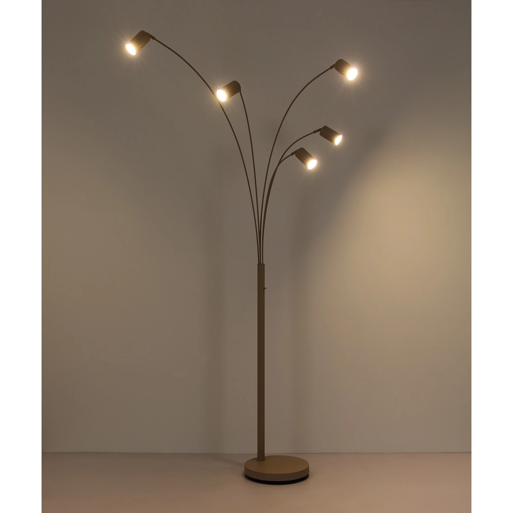 Lampadaire 5 lumières Robby brun sable Globo 9007371566365