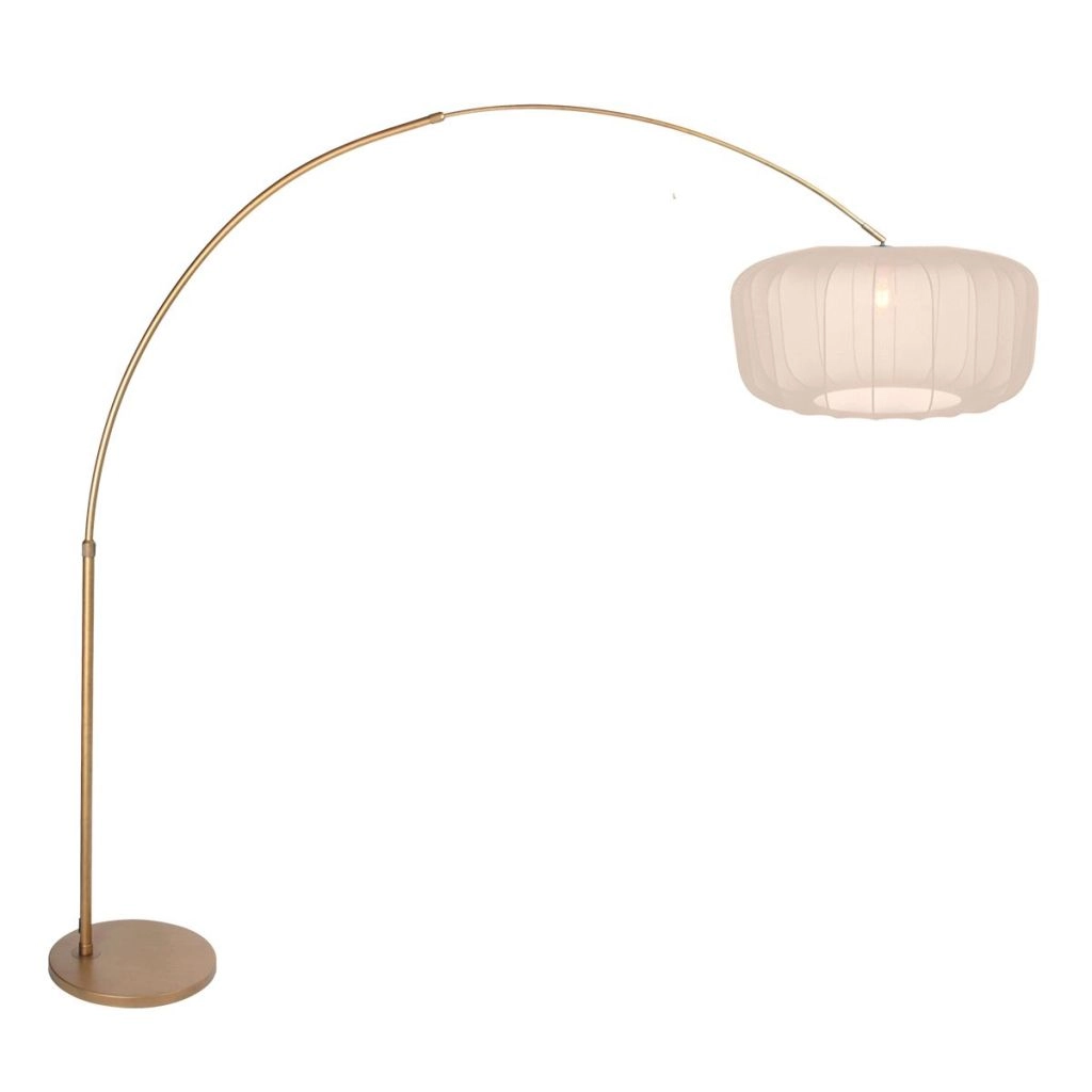 Lampe à arc en bronze Vela Lino avec une teinte crème Ø60cm