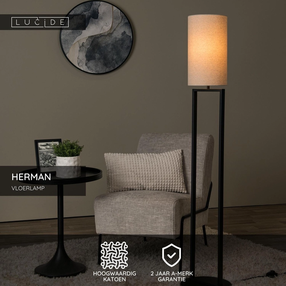 Lampe de pied Herman brun sable Lucide 5411212303417