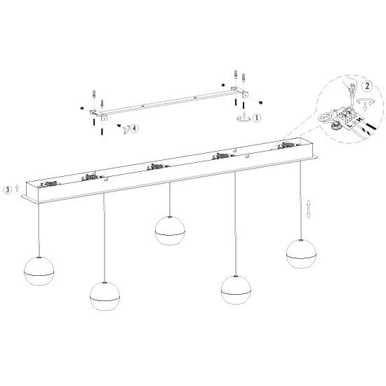 Lampe pendante de table à manger à 5 lumières Belluno LED - laiton or avec verre Steinhauer 8712746183894