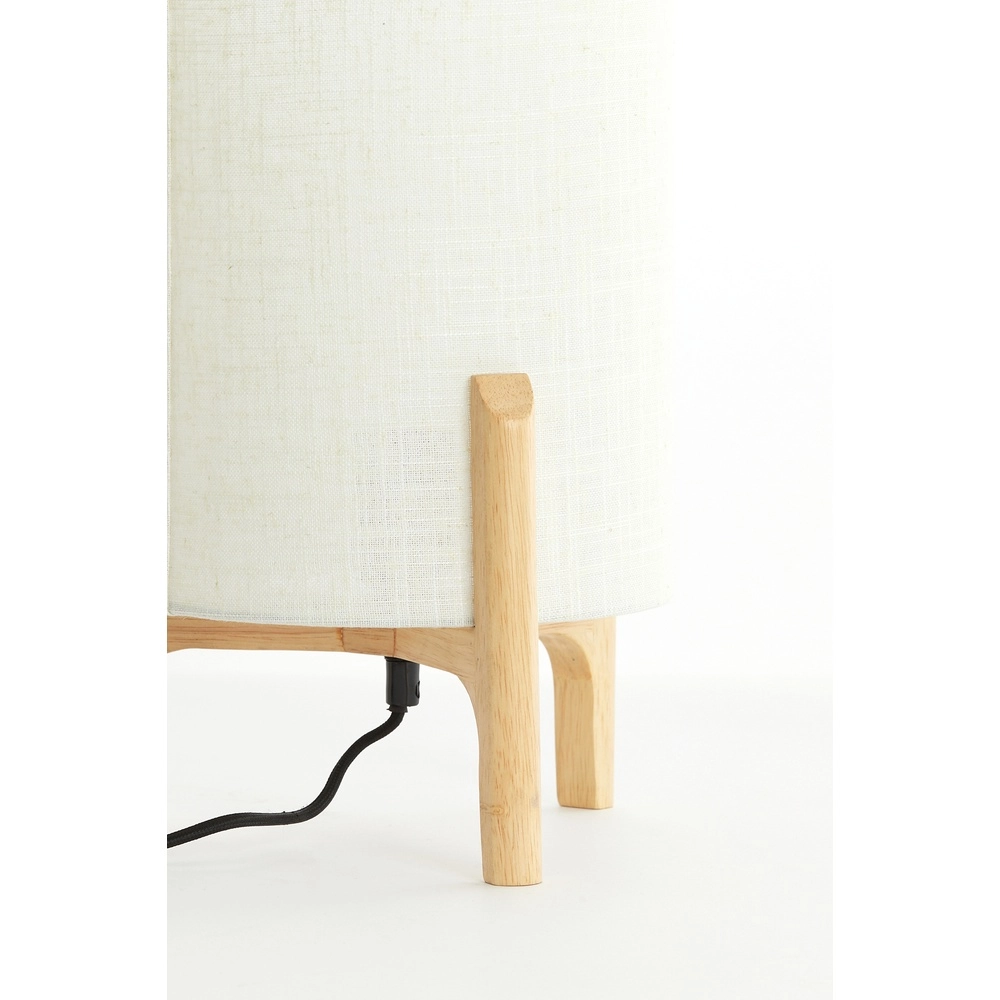 Lampe de table Litto Ø 22cm - aspect bois avec lin naturel Light & Living 8717807792688