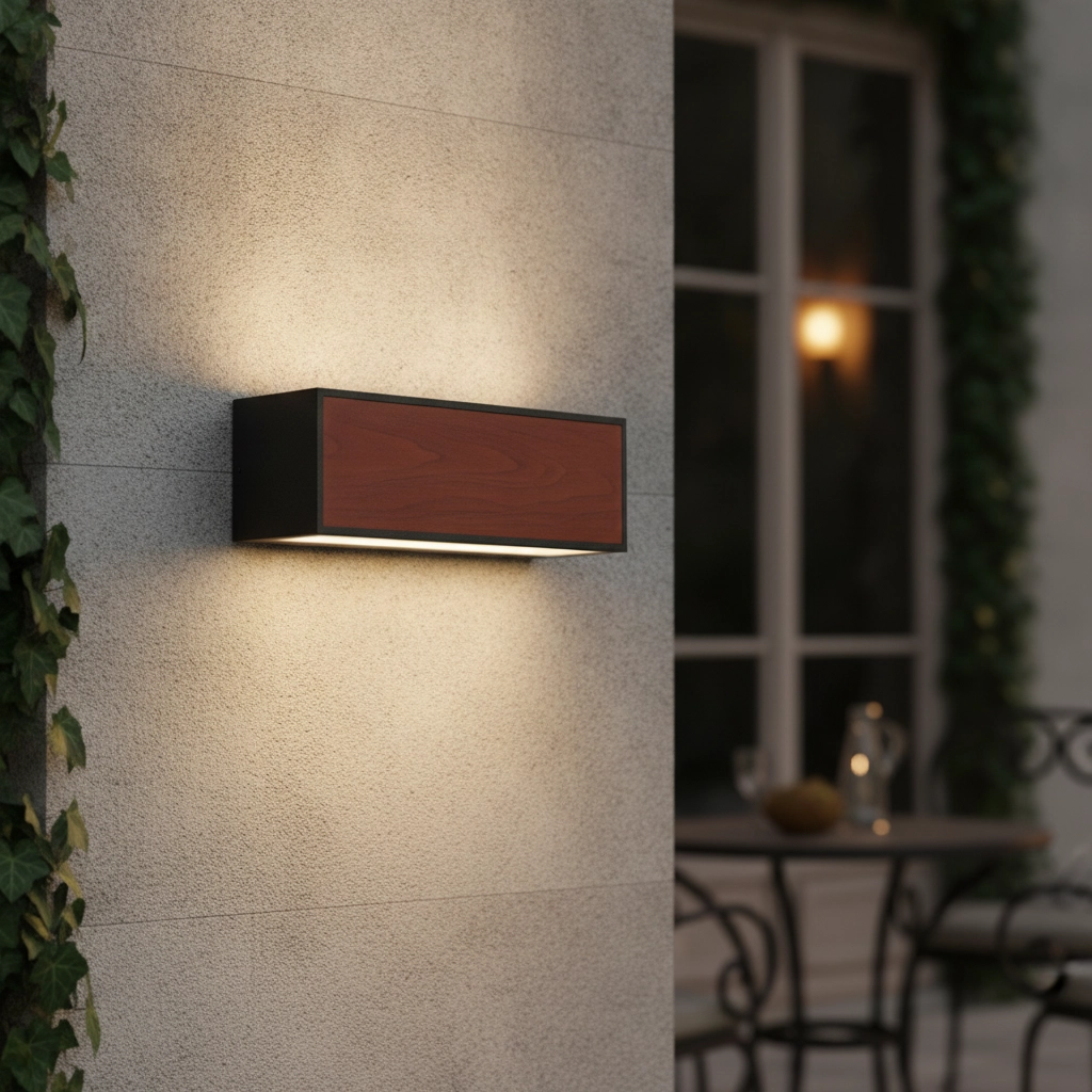 Applique solaire Brown noir avec bois