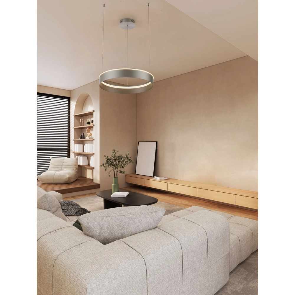 Lampe pendante moderne Olivia nickel Ø 60cm Lyora 5212017494214