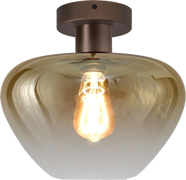 Plafonnier Genua marron avec verre doré Ø 29cm Plafonnier Genua marron avec verre doré Ø 29cm