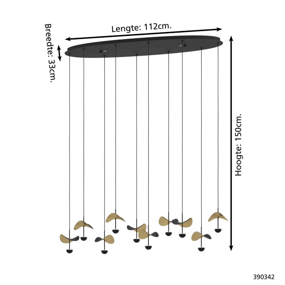 Lampe à suspension ovale Dracera noir avec de l'or Stars of Light 9008606270569