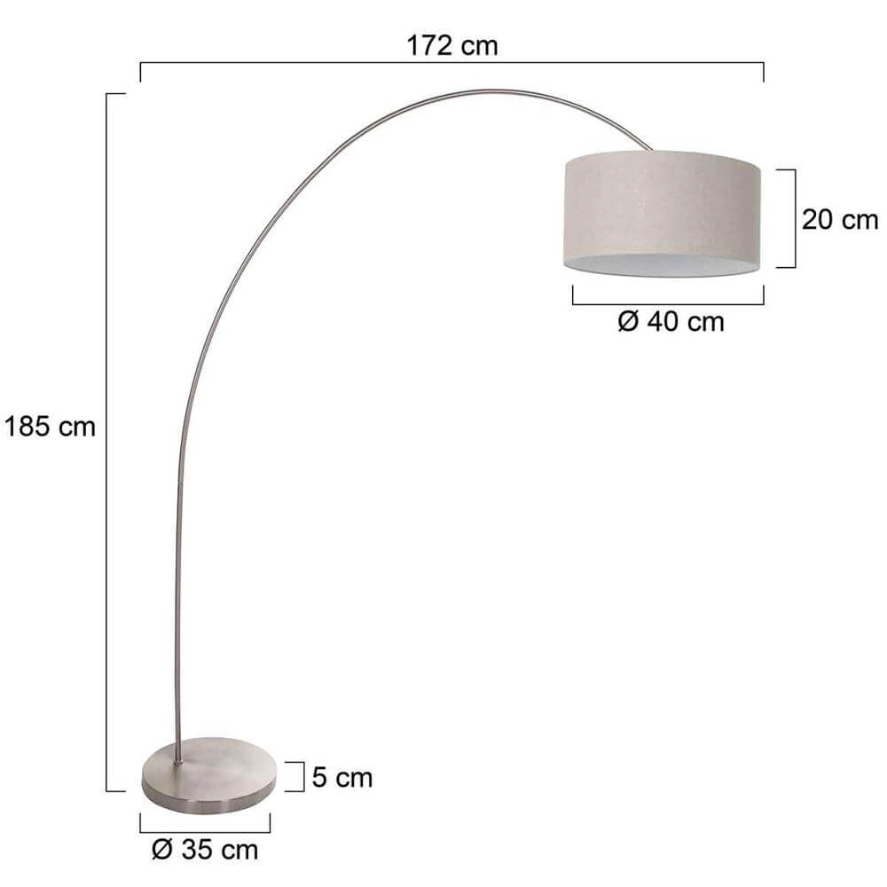 Lampe à arc Solva métal avec abat-jour gris Steinhauer 8712746174861