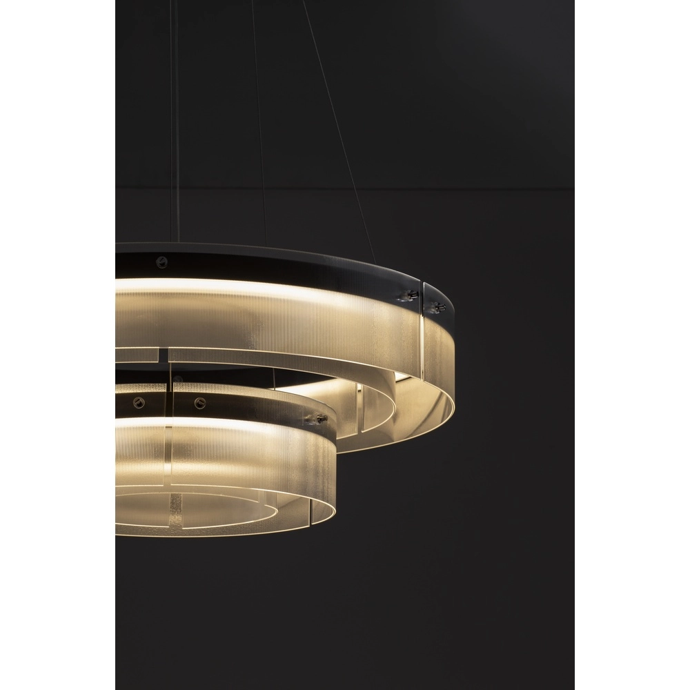 Suspension design Pauline double noir avec verre Ø 70cm Lyora 5212017445360