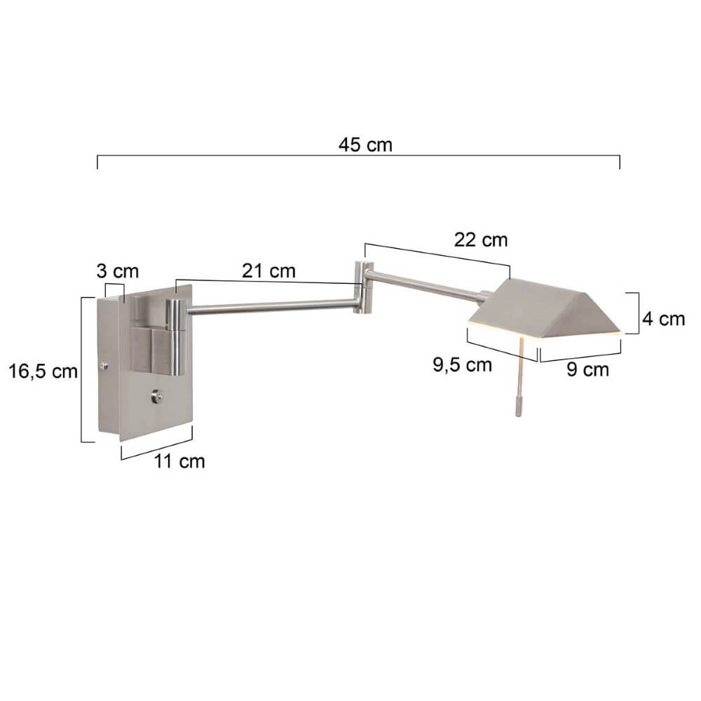 Lampe de lecture murale en acier inoxydable Retina Steinhauer 8712746166033