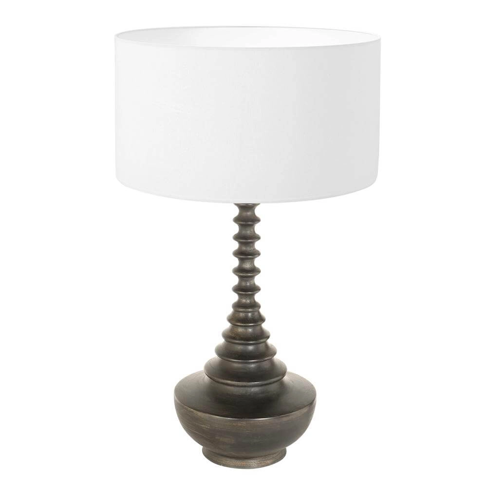 Lampe de table unique Bois avec capot blanc