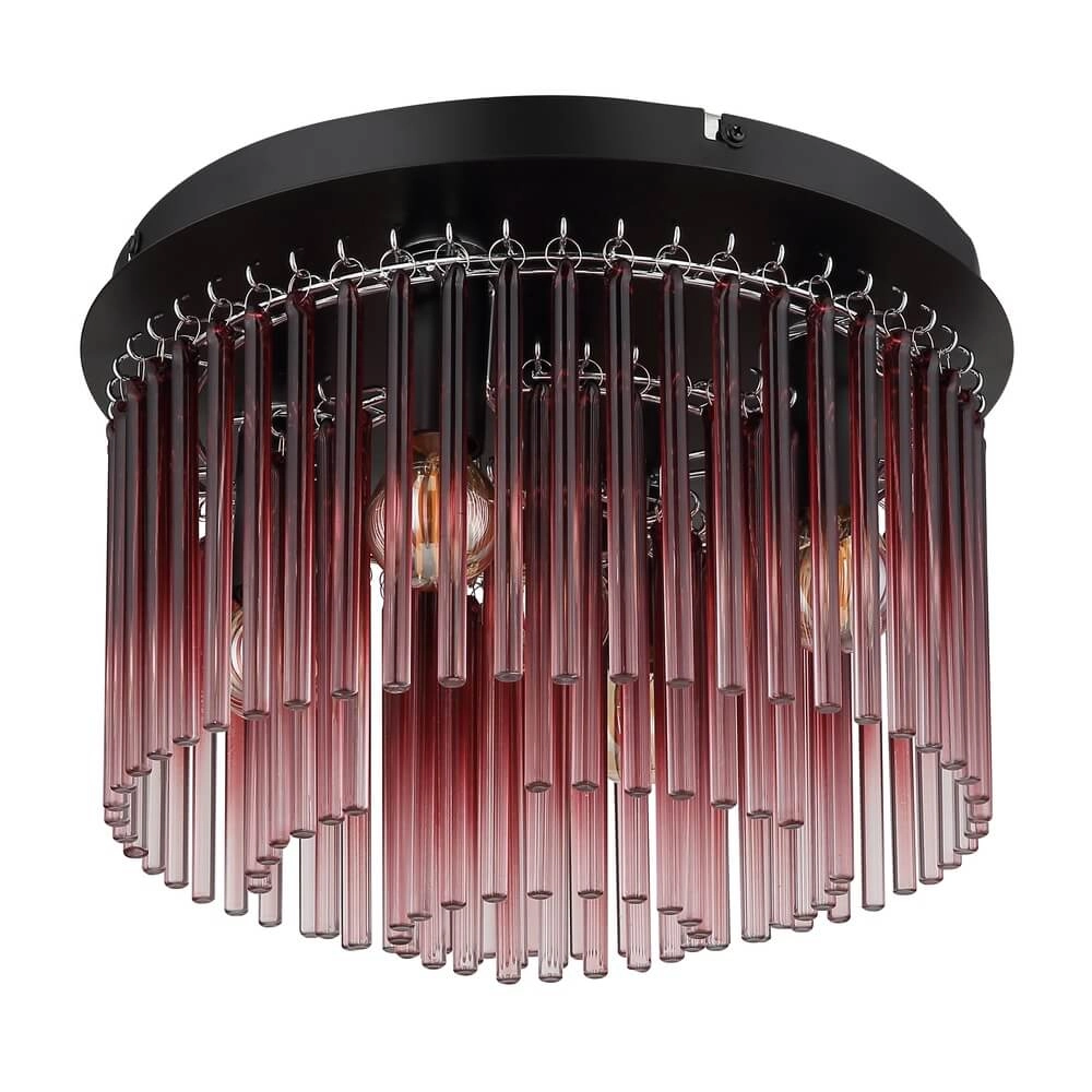 Plafonnier noir Gorley avec verre rouge Ø 32cm Globo 9007371474967