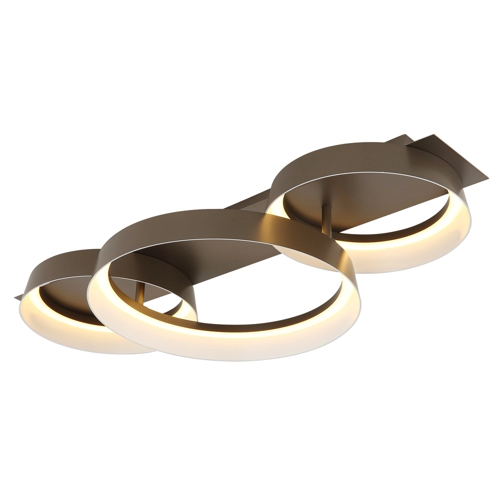 Lampe de plafond élégante Syrakus Café brun 3 anneaux