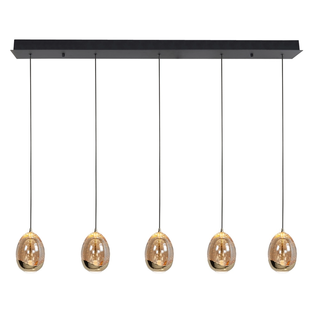 Suspension Golden Egg Noir 5 lumières droit Suspension Golden Egg Noir 5 lumières droit