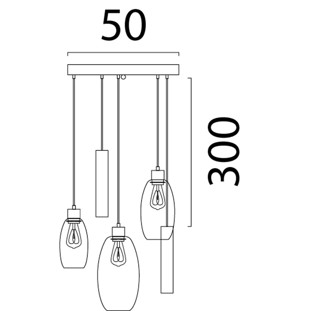 Lampe pendante Vide Olive 3x verre - 2x Course - sablage - Ø50cm Masterlight 8718121394244