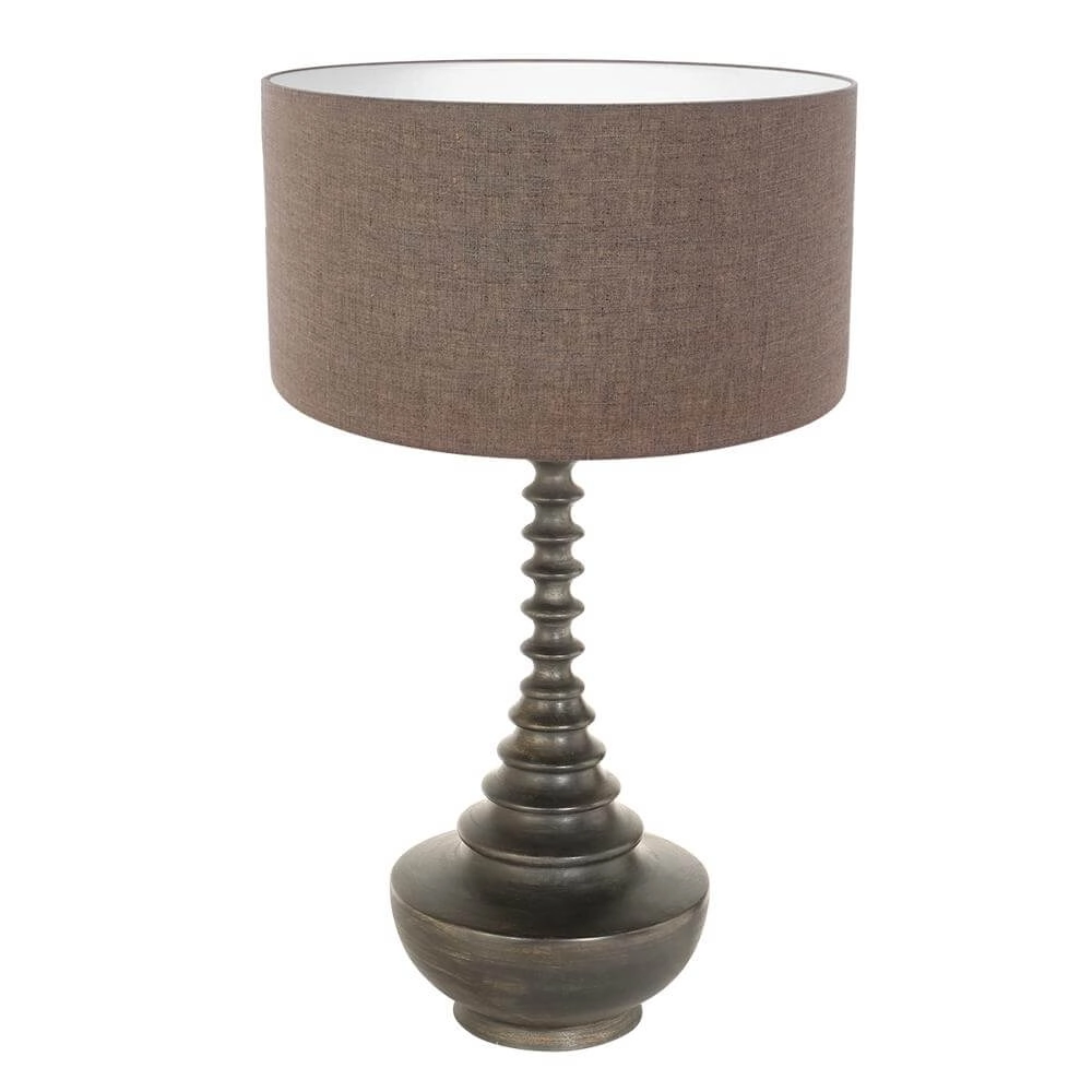 Lampe de table unique Bois avec capot gris