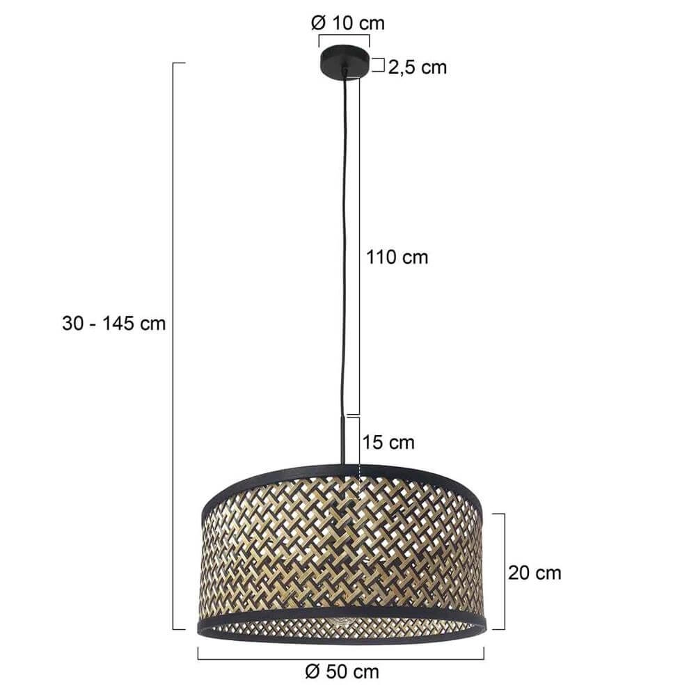 Suspension Sparkled Light noir avec abat-jour en bambou Ø 50cm Steinhauer 8712746172522