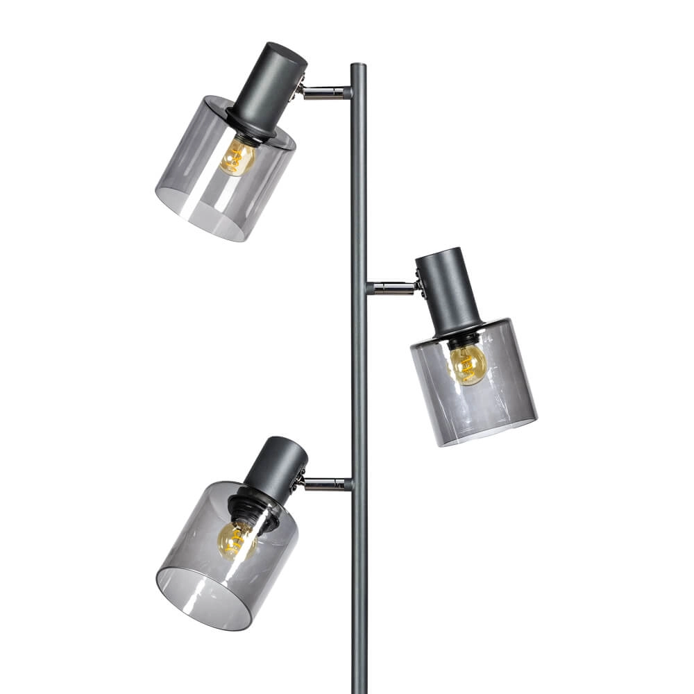 Lampadaire en verre Sledge Glass 3 lumières noir avec verre fumé ETH 8720195302896
