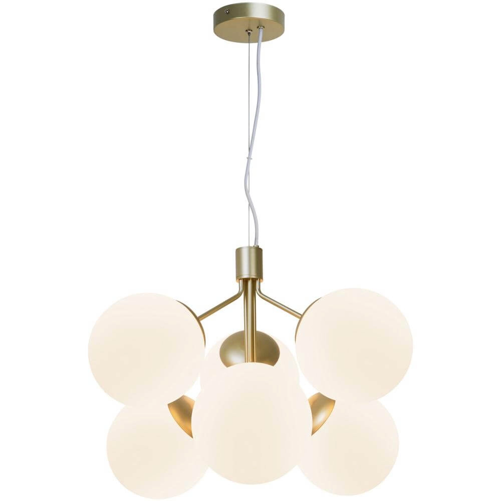 Suspension 6 lumières Ivona Or avec verre blanc Nordlux 5704924005343