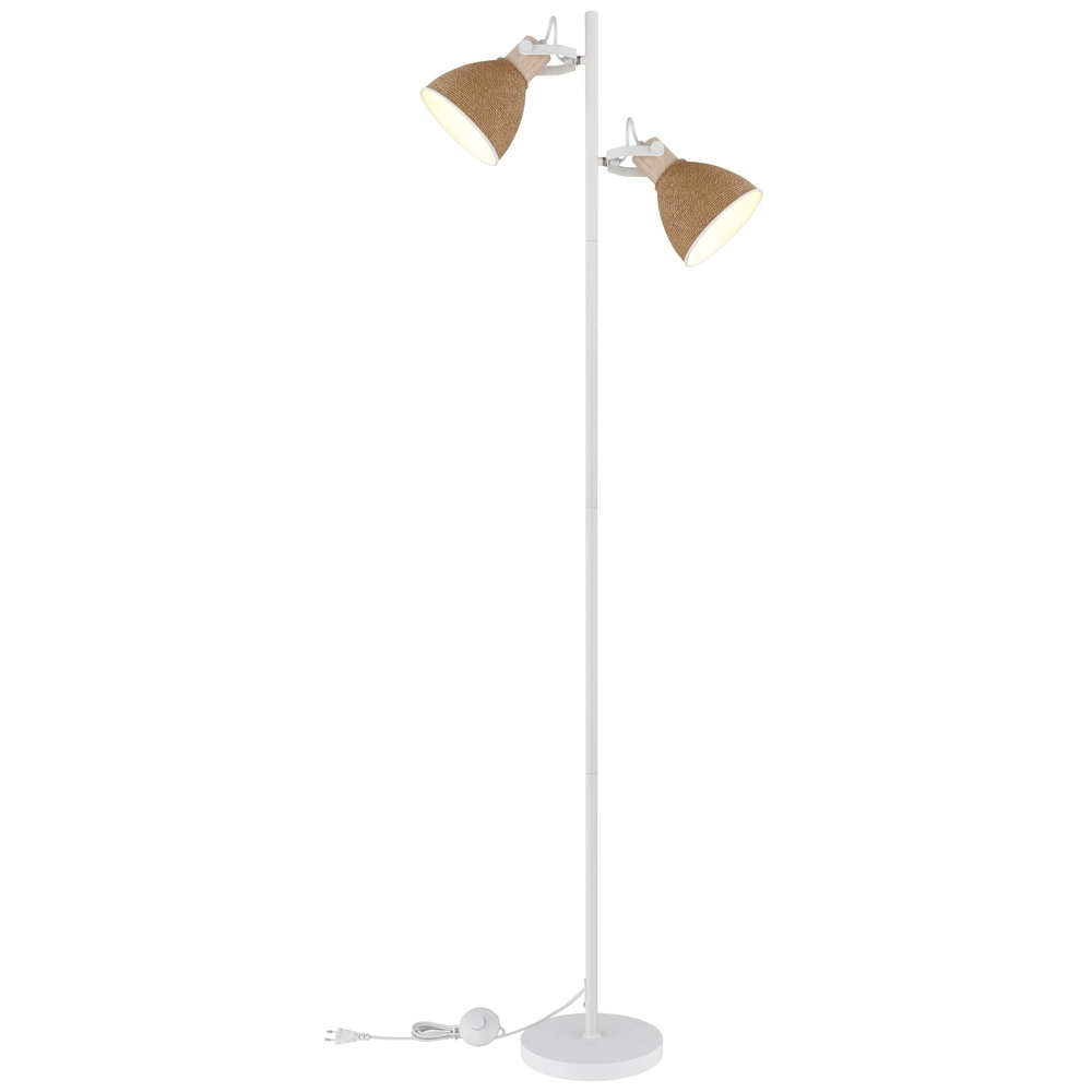 Lampe de pied Lyndon Blanc avec du rotin Globo 9007371580903