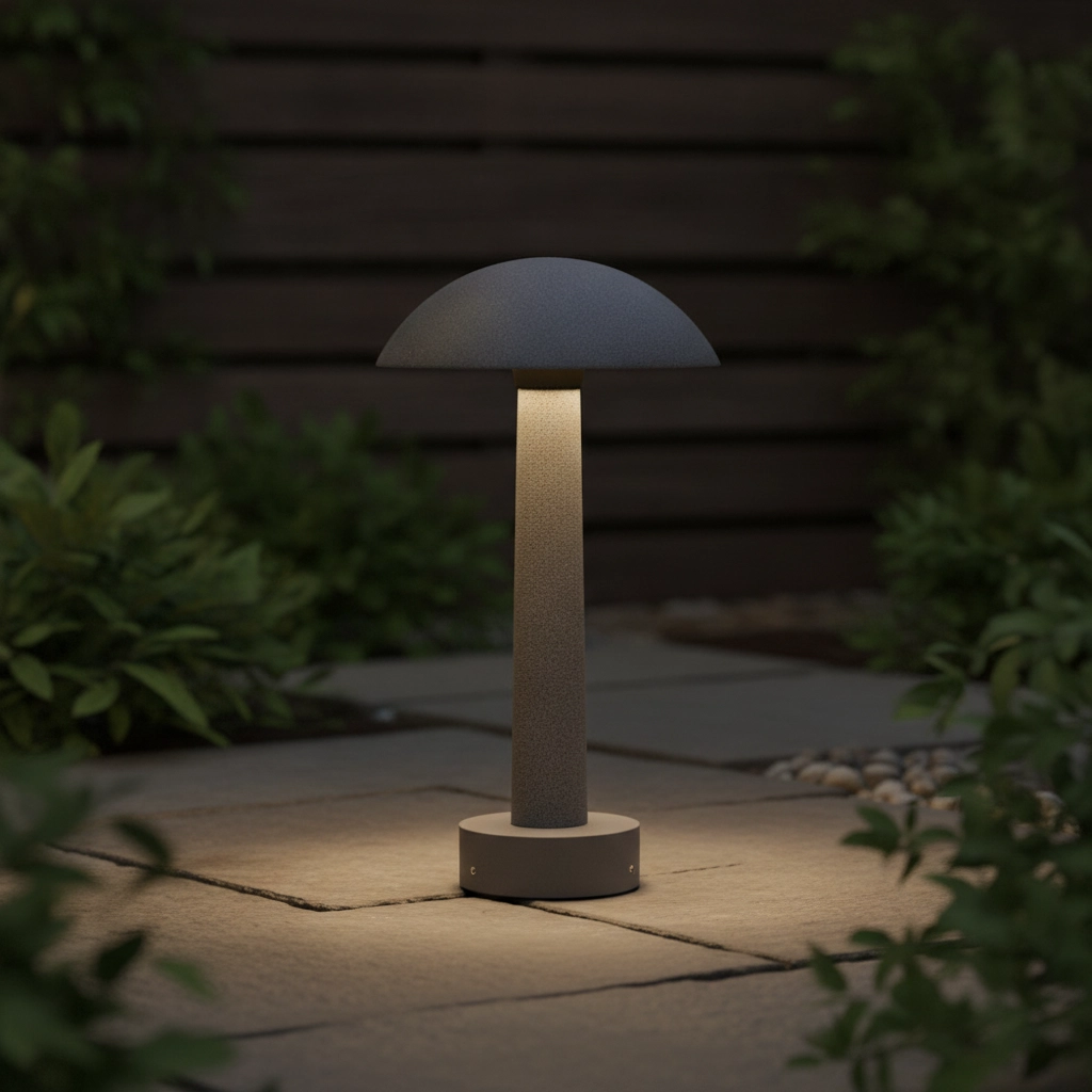 Lampe de jardin ronde Tura gris béton 35cm