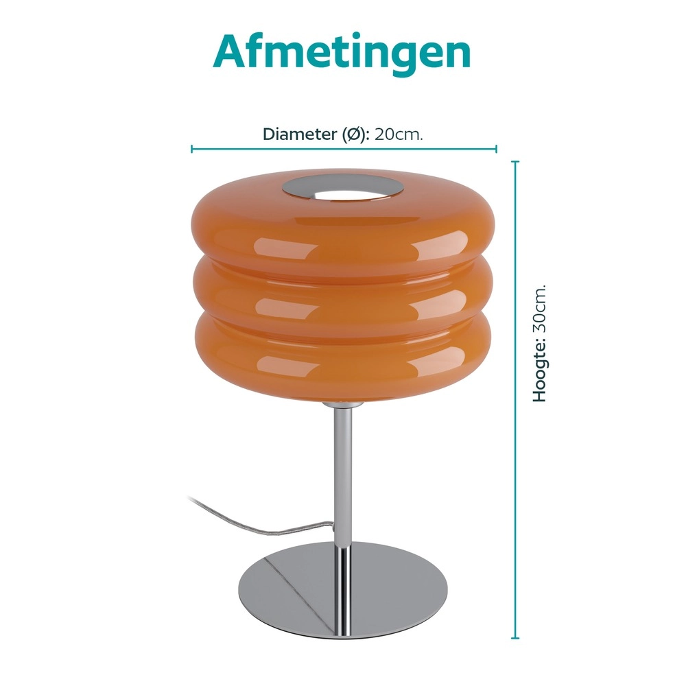 Lampe de table de conception Tortora chrome avec orange Ø 20cm Eglo 9008606405602
