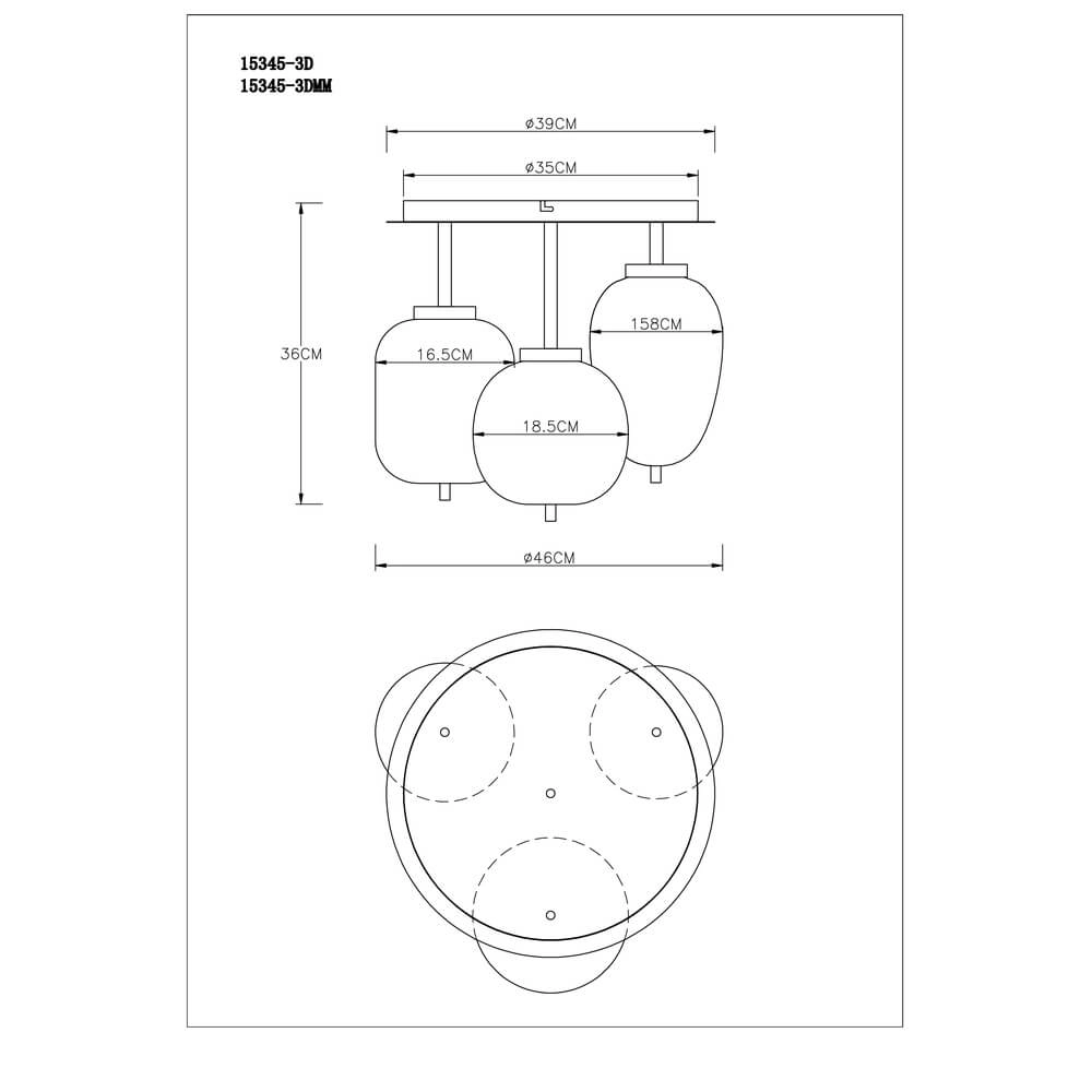 Plafonnier doré Blacky I 3 lumières Globo 9007371442485