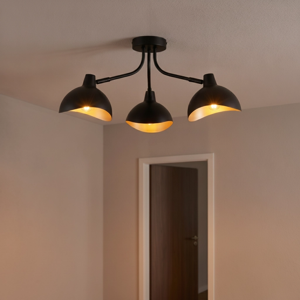 Plafonnier Geti M noir avec intérieur doré
