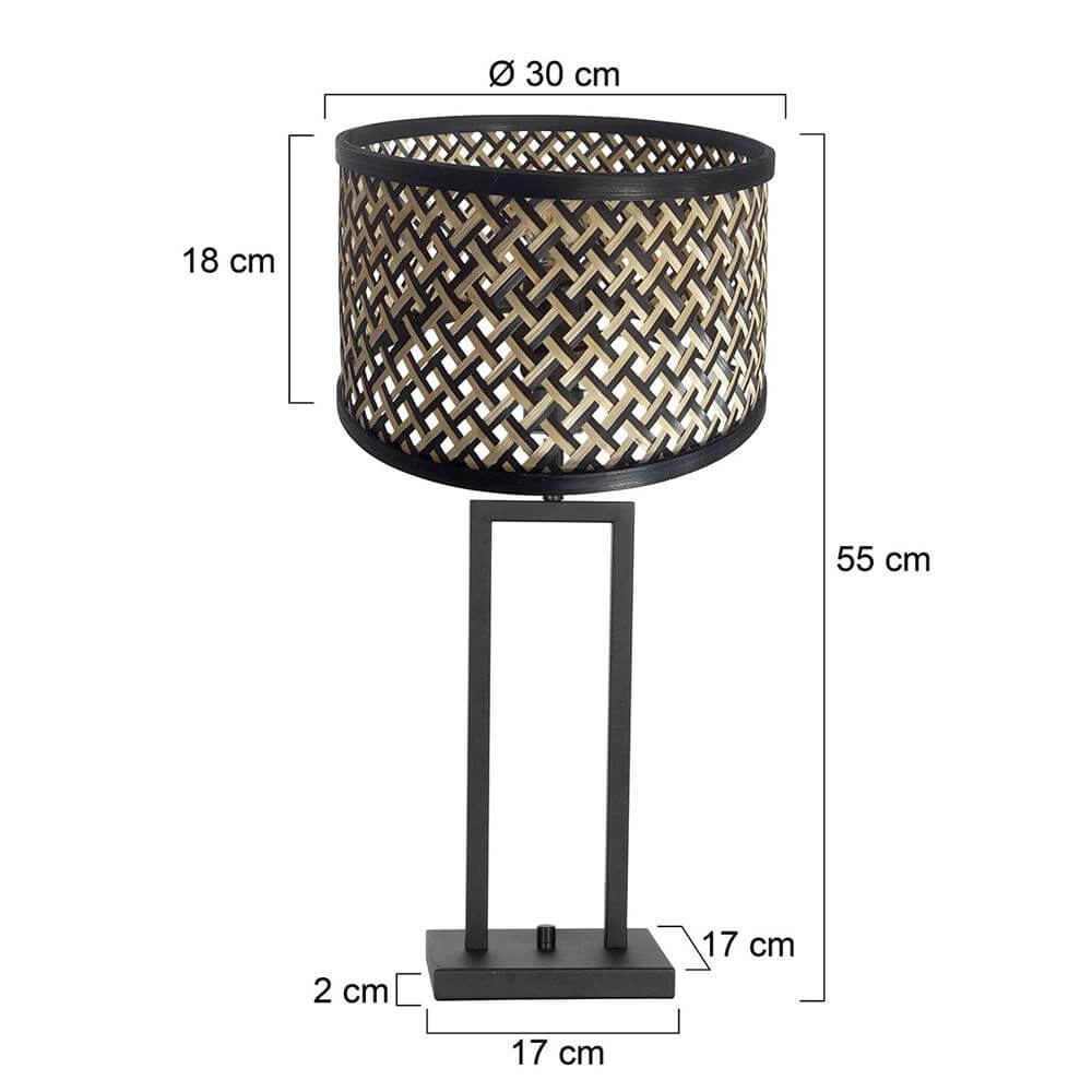 Lampe de table Stang noir avec bambou Steinhauer 8712746172027