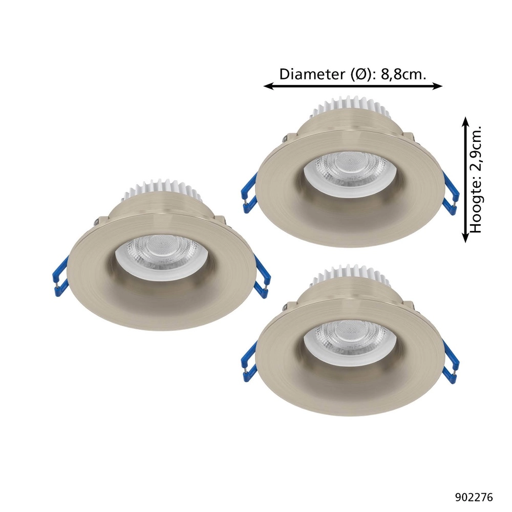 Lot de 3 spots encastrés Salabate nickel Ø 8.8cm IP65 Eglo 9008606358908