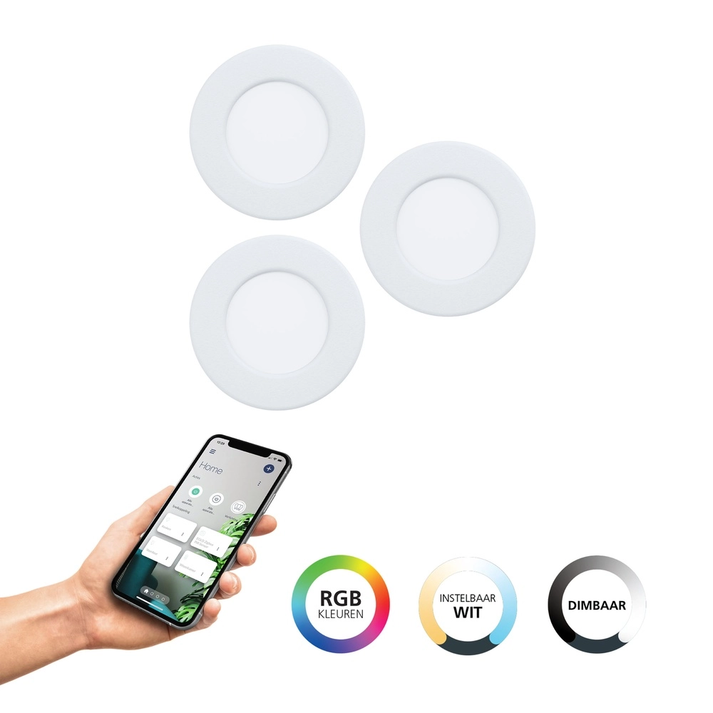 Projecteur encastré IP44 Fueva 6-Z Zigbee - blanc - Ø 8,8 cm Eglo 9008606330997