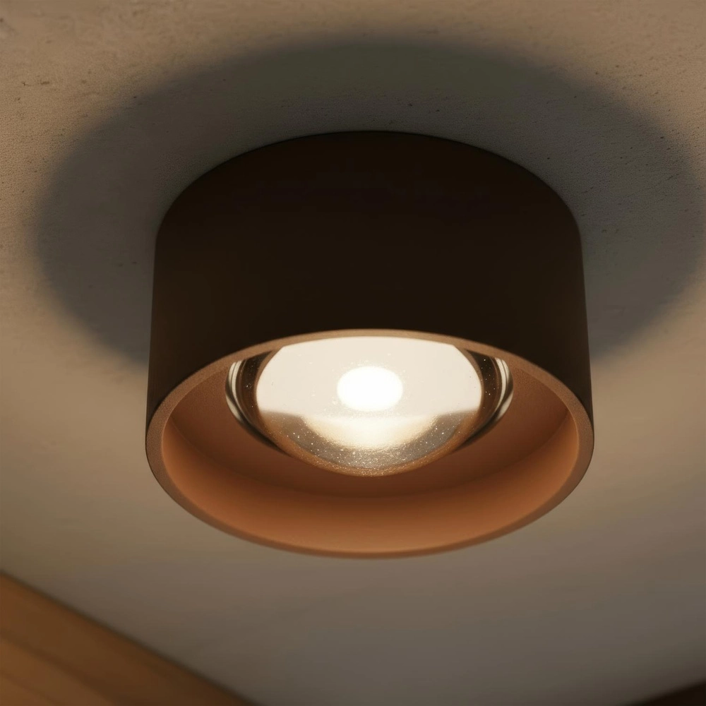 Projecteur de plafond Lenz Ø 11 cm brun rouille IP54 Lucide 5411212334084