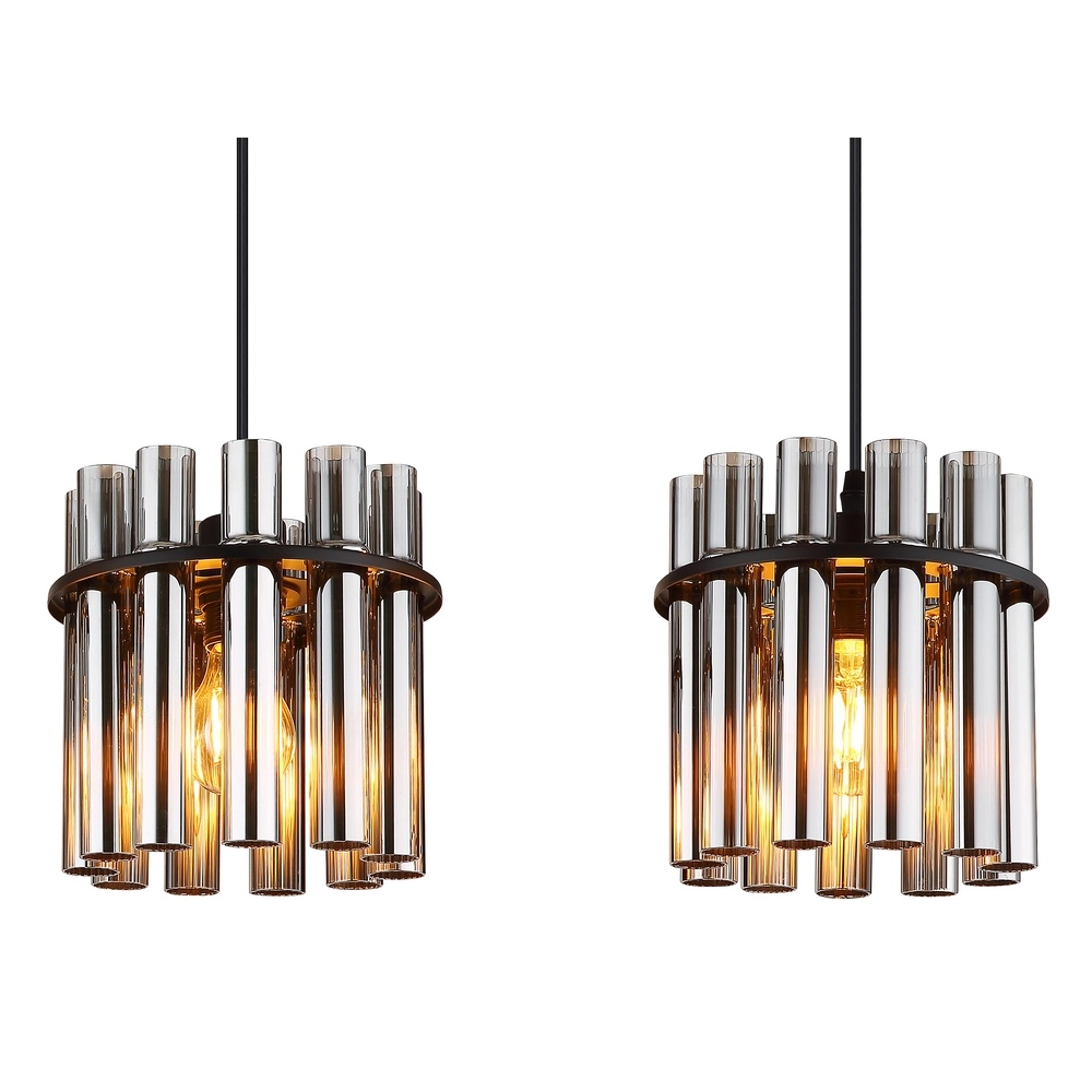 Lampe pendante à 3 lampes Gorley II noir avec des tiges en verre Globo 9007371589111