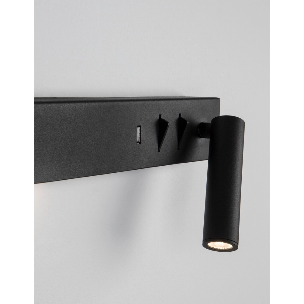 Lampe de chevet Vida Droite Noir avec USB Lyora 5212017427854