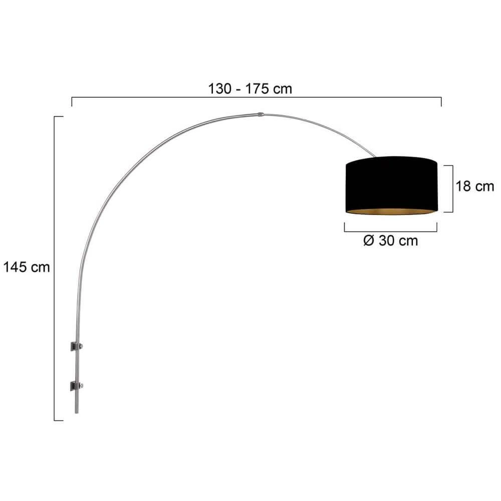 Applique murale Sparkled Light métal avec abat-jour noir Steinhauer 8712746175547