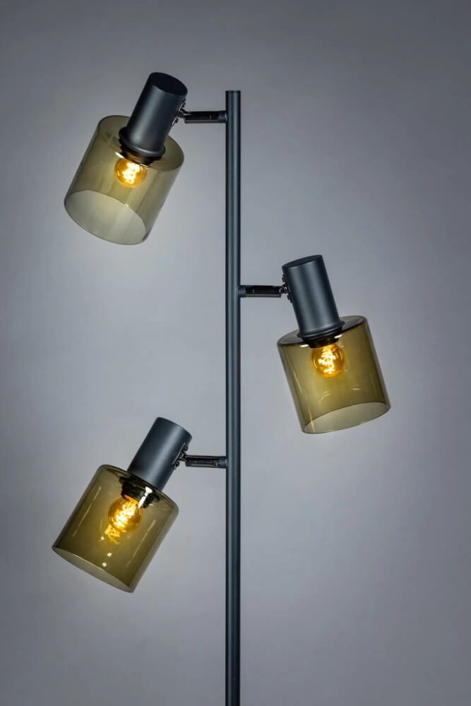 Lampadaire en verre Sledge Glass 3 lumières noir avec verre doré ETH 8720195302889