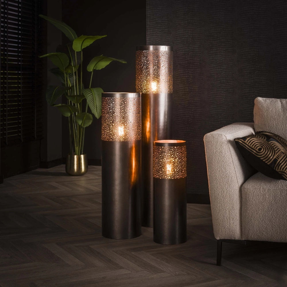 Lampe sur pied orientale Cylinder 90 cm - nickel noir Lyora 8716803511293