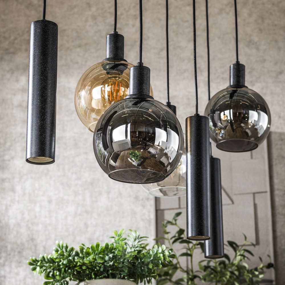 Lampe pendante de table à manger Sfera avec des boules de verre et des pendentifs Lyora 8716803512382